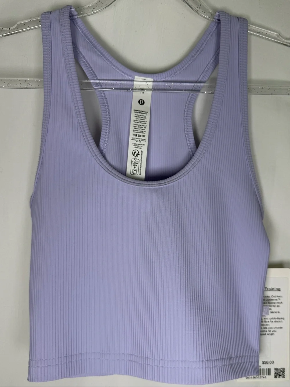 Lululemon Power Pivot Training Tank XXS Lavender Ribbed Crop NWT
